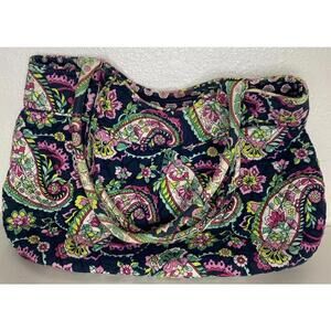 Vera Bradley Blue Pink Green Paisley Floral Print Tote Bag